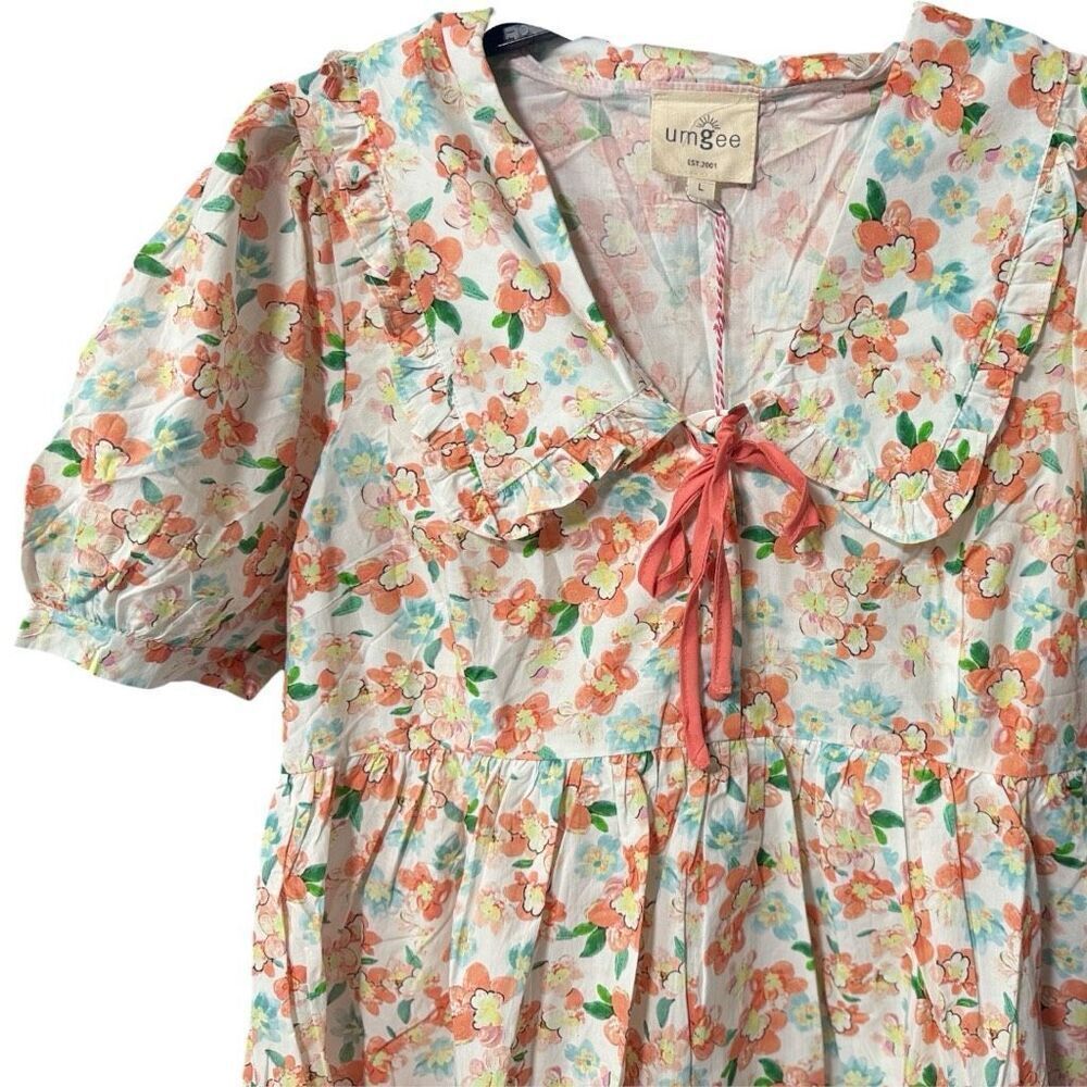 Floral Print Puff Sleeve Tie Front Mini Dress NWT  | Umgee - Picture 11 of 13